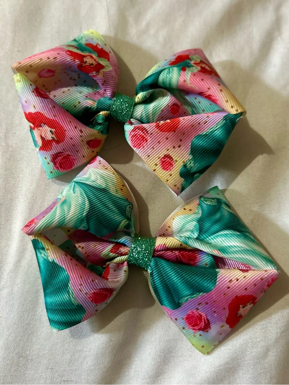 Girls' Little Mermaid Bow Hair Clips - Set of 2